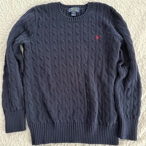 Polo by Ralph Lauren Kid’s Dark Blue Cable Knit Sweater